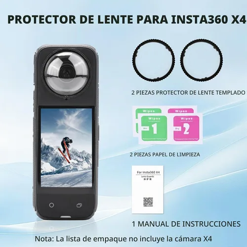 Vista 8 de Protector de lente X4 Premium para Insta360 X4, protector de lente de vidrio templado de alta transparencia para cámara Insta 360 X4, accesorios