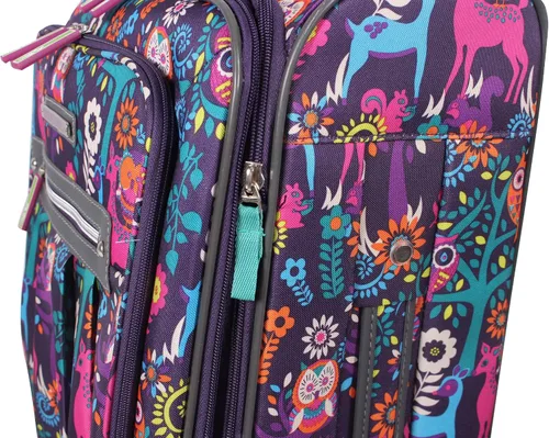 Vista 6 de Lily Bloom Patrón de diseño de equipaje de 28 pulgadas expandible con ruedas giratorias dobles, maleta grande y ligera bolsa a cuadros para mujeres
