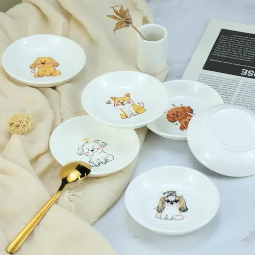 Vista 6 de Divertidos platos de cerámica con diseño de perros lindos de caricaturas, platos de condimentos, cuencos de salsa de soja para sushi, platos