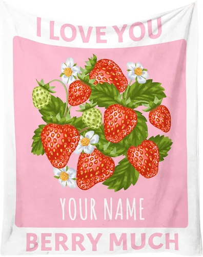 Vista 13 de Manta de fresa, 30 x 40 pulgadas, bonita manta de frutas para mujeres y niñas, suave y acogedora, mantas de franela para sofá, cama