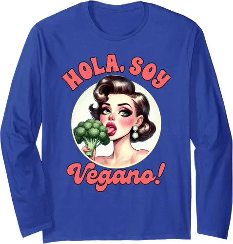 Vista 3 de Vegan Life Vegetarian Broccoli Spanish Hola Soy Vegano Long Sleeve T-Shirt