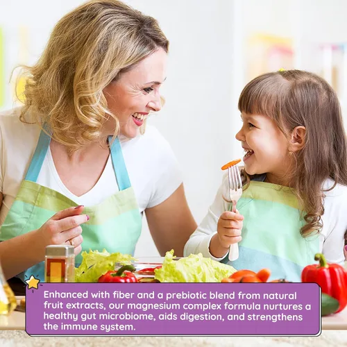 Vista 6 de Gominolas de magnesio para niños - Glicinato de magnesio, citrato, prebiótico, zinc - Complejo de magnesio para niños y adultos, gomitas calmantes