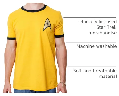Vista 4 de Star Trek The Original Series - Camiseta de uniforme para hombre y adulto