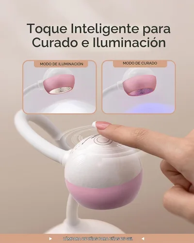 Vista 6 de MelodySusie - Lámpara de uñas de cuello de cisne 360° 2 en 1 S-Pro09M para trabajos de detalle 60s Timer, 2000mAh Battery, 6h Runtime, One-Touch
