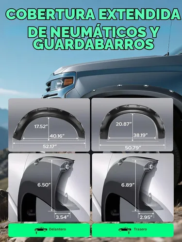 Vista 4 de YHTAUTO Guardabarros estilo bolsillo con kit de herrajes compatible con Ford F-250 F-350 Super Duty 2008-2010, protectores de rueda lisos negros