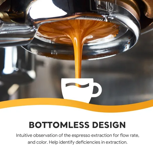 Vista 4 de Mango portafiltro espresso sin fondo de 2.126 in, portafiltro de repuesto compatible con Breville BES870; BES875; BES878; máquinas de café BES880 +