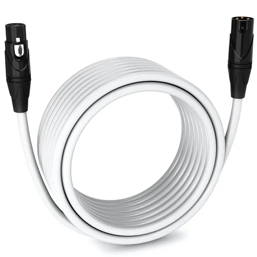 Vista 58 de LyxPro Cable de micrófono XLR hembra a macho de ángulo recto de 3 pines de 1.5 pies para altavoces amplificados, interfaz de audio, rendimiento