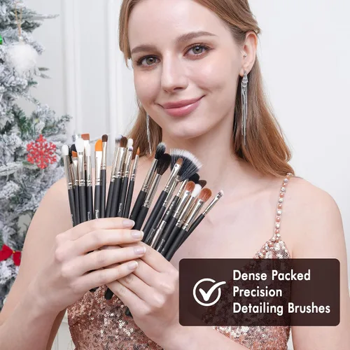 Vista 7 de BUEART DESIGN - Juego de 42 brochas de maquillaje con pelo de cabra natural real (42 piezas, negro perla mate)