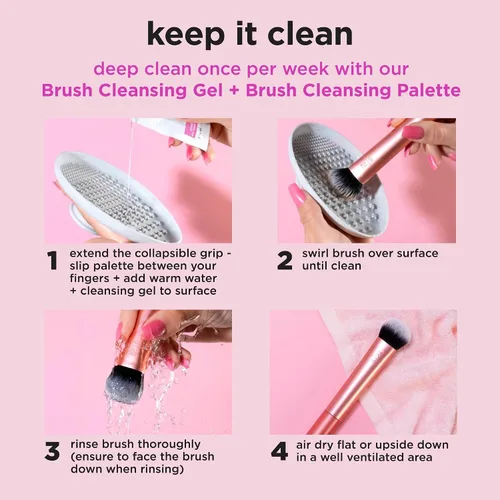 Vista 8 de Real Techniques Juego de 9 brochas de maquillaje Au Naturale para sombra de ojos líquida, crema y polvo, base, rubor, bronceador y contorno