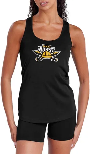 Vista 454 de Camiseta deportiva sin mangas oficial de NCAA Collegiate para mujer, con espalda cruzada, colección con logotipo primario