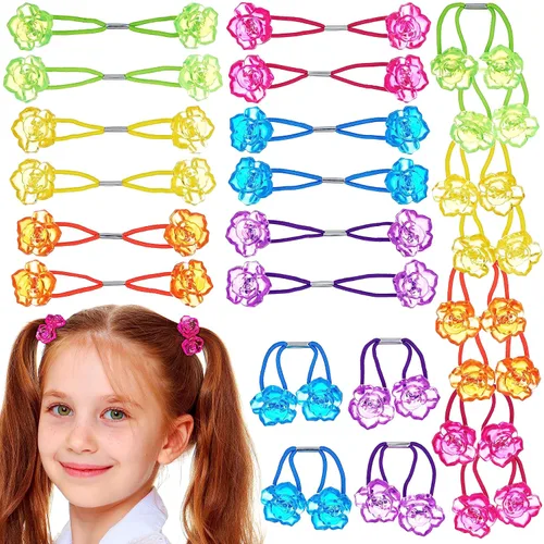 Vista 15 de Colección de 20 piezas de coleteros, bolas de cola de caballo, gomas elásticas, cuentas de pelo de 18 mm redondas, opacas, multicolores, dobles 59.1