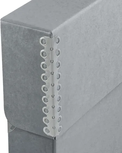 Vista 3 de Lineco Caja de almacenamiento de documentos archivados con borde metálico, caja de cartón libre de ácidos gris, organiza y almacena archivos