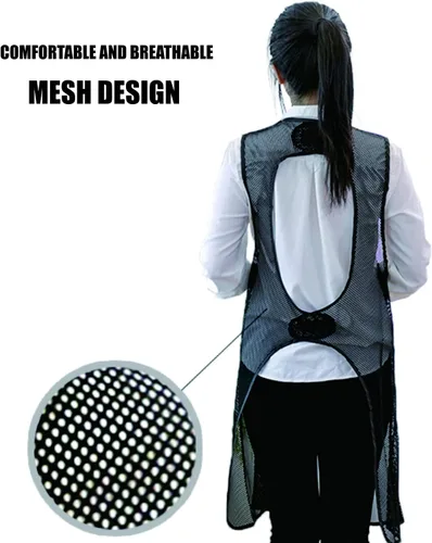 Vista 2 de Home Delantales impermeables para mujeres sin bolsillos, limpieza de peces, aseo de perros, jardinería, lindo delantal para lavar platos (negro)
