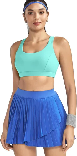 Vista 5 de RUNNING GIRL Brasier deportivo para mujer de alto soporte, espalda cruzada acolchada, brasier deportivo con tirantes delgados, brasier de yoga