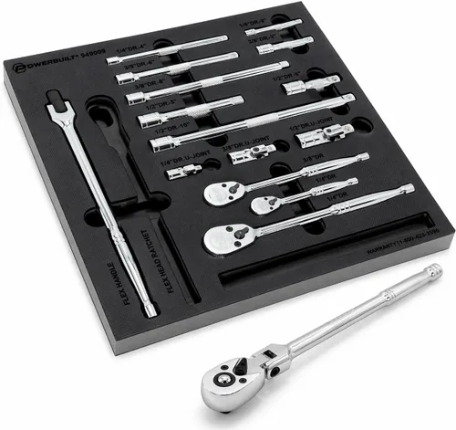 Vista 11 de Powerbuilt Master Juego de llaves de impacto de 63 piezas de 1/2 pulgada, extensiones, llaves de impacto métricas y SAE profundas/estándar, junta