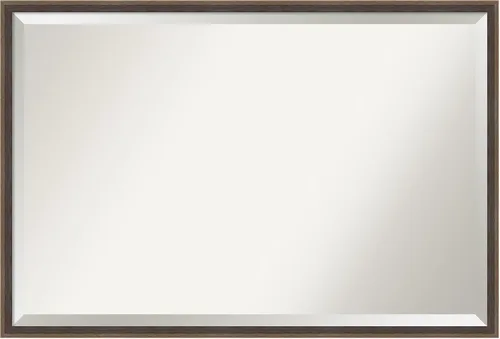 Vista 53 de Amanti Art Espejo de pared marrón de 26 x 22 pulgadas, espejo rectangular de baño de Alejandría marrón rústico para decoración de pared, sala