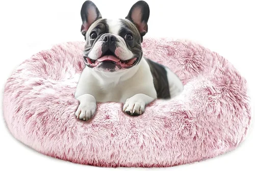Vista 21 de JOLLYVOGUE - Cama calmante para perros y gatos pequeños y medianos, antiansiedad, redonda, suave, acogedora con parte inferior antideslizante