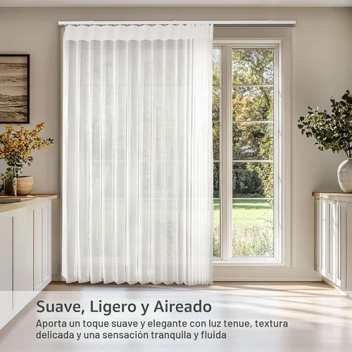 Vista 2 de CHICOLOGY Elegantes Persianas Verticales Transparentes Blancas para el Hogar, Ventanas Interiores Grandes, Puerta Corrediza, Patio (78" An x 84" Al)