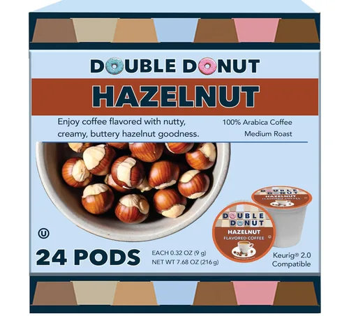Vista 58 de Double Donut Coffee Cápsulas de Café Half Caff, Cápsulas de Café de Media Cafeína de Porción Individual para Cafeteras Keurig K Cup, Tostado Medio