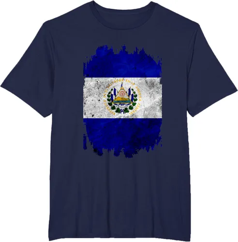 Vista 14 de Camiseta con bandera de El Salvador de El Salvador con diseño de bandera de El Salvador, Negro, S