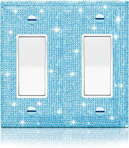 Vista 33 de 4 piezas de placa de pared rosa plateado brillante cubierta decorativa interruptor de luz cubierta de interruptor de palanca única diamantes