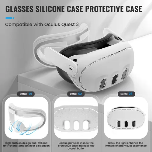 Vista 5 de Quest 3 Accessories, 4 in 1 Silicone Meta Quest 3 AccessoriesProtective Case Set for Oculus Quest 3 Controller, Controller Grip Cover, VR Shell
