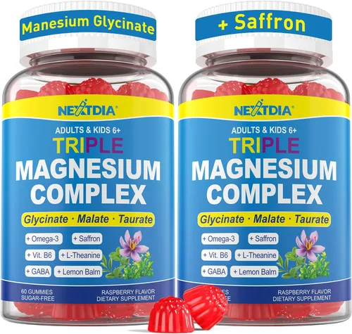 Vista 9 de Calm Focus Gomitas de glicinato de magnesio, con omega-3 + azafrán para niños de 6 años y adultos, triple complejo de magnesio de 500 mg/250 mg