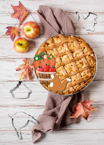 Vista 3 de 6 cortadores de galletas de metal de otoño, calabazas de Acción de Gracias, moldes para cocina, hornear, otoño, cortadores de galletas de acero