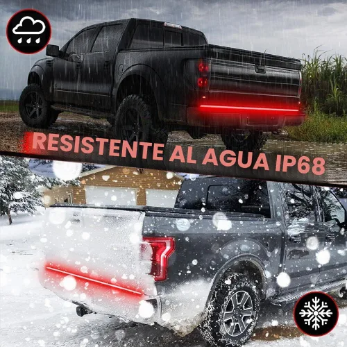 Vista 5 de Barra de luz LED para compuerta trasera de 60 pulgadas con marco de aluminio, Wayup tira de luz trasera LED de triple fila para luces de Ámbar