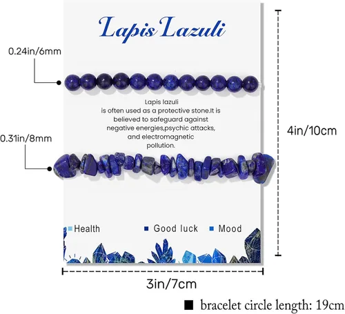 Vista 20 de Pulseras de cristal curativo para mujer, 2 pulseras de piedra natural de 0.236 pulgadas, pulseras elásticas de cuentas de cristal hechas a mano