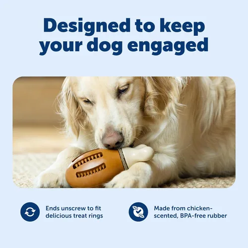 Vista 3 de PetSafe Busy Buddy Chompin' - Juguete de pollo para perros, anillo para masticar, sin BPA, de goma, perfumado, rompecabezas interactivo