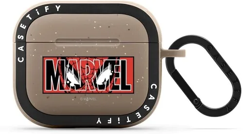 Vista 6 de CASETiFY Bounce Airpods Pro 1/2 - Funda con anillo [Marvel Colab] - Logotipo de Marvel - Carbón mate
