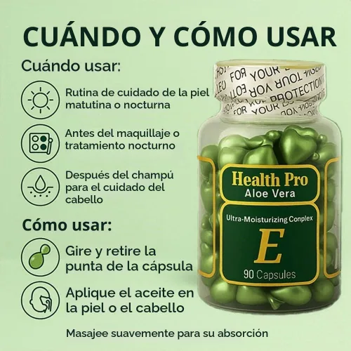 Vista 3 de Aceite para la piel con vitamina E Aloe Vera 90 unidades Hidratante Paquete de 2