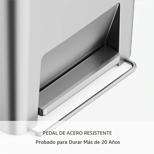 Vista 3 de Simplehuman Bote de basura con pedal híbrido, de 45 litros / 12 galones, rectangular para cocina, con base ancha y estable con pedal de acero