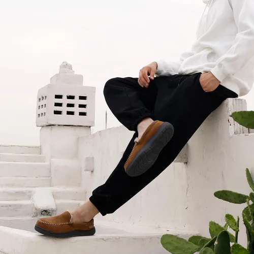 Vista 3 de Zigzagger - Pantuflas estilo mocasín de microgamuza y espuma viscoelástica, para hombre