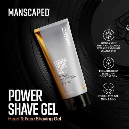Vista 5 de MANSCAPED® The Plow® 2.0 & Power Shave Gel, paquete de afeitado facial para hombre con maquinilla de afeitar de seguridad de una sola hoja y gel
