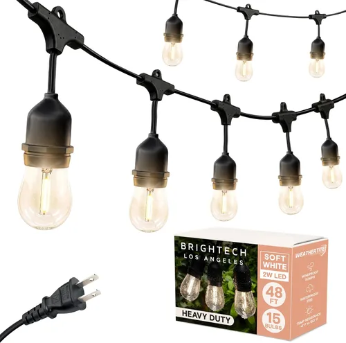 Vista 8 de Brightech Ambience Pro - Guirnalda de luces LED de 105 pies, iluminación de patio de grado comercial de 1 W, impermeable para exteriores
