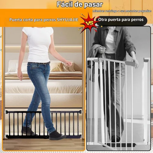 Vista 5 de Puerta para Perros, SHYUJAJIE Puerta Corta Ajustable Extra Ancha para Perros, Puerta Pequeña para Mascotas con 4 Kits de Extensión, Montada a Negro