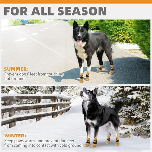 Vista 5 de KOOLTAIL Calcetines antideslizantes para perros para pavimento caliente/frío para evitar lamer patas, botas de perro y protector de patas