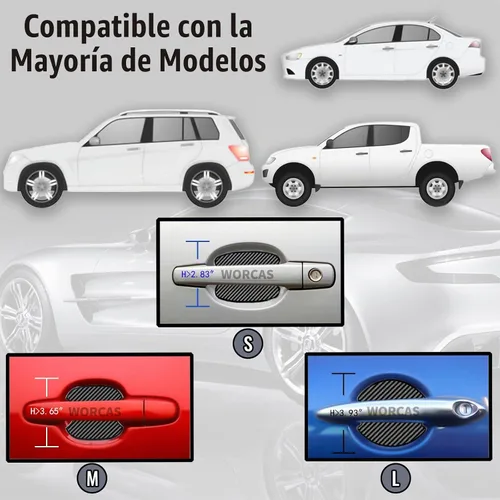 Vista 6 de Pegatina Protectora de Copa de Manija de Puerta de Auto de TPU Tipo Fibra de Carbono, Protector de Pintura de Puerta Auto, Películas de Protección