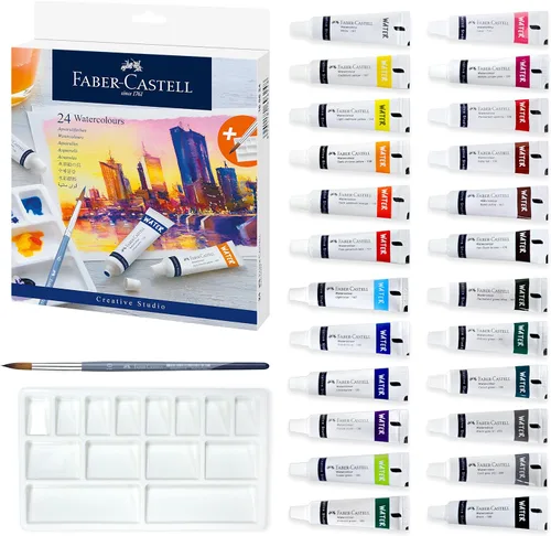 Vista 7 de Faber-Castell Juego de pintura de acuarela, 12 tubos de pintura de acuarelas líquidas (0.3 onzas líquidas) y paleta de mezcla, suministros de arte