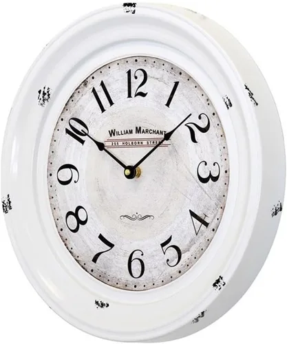 Vista 5 de Yosemite Home Decor Reloj de pared circular de hierro, marco blanco, cara blanca, texto negro, manecillas negras