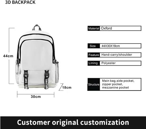 Vista 2 de HXZQJECV Ratchet & Clank Rift Apart Game Merch Bolsa con cremallera Mochila Casual Oxford Tela Viaje Moda Novedad Mochila, Jy11564x01, Moda, casual