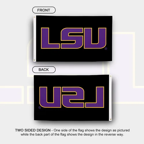 Vista 2 de Desert Cactus LSU 100% poliéster interior exterior 3x5 pies Banner Tigers Geaux Louisiana State University (bandera F)