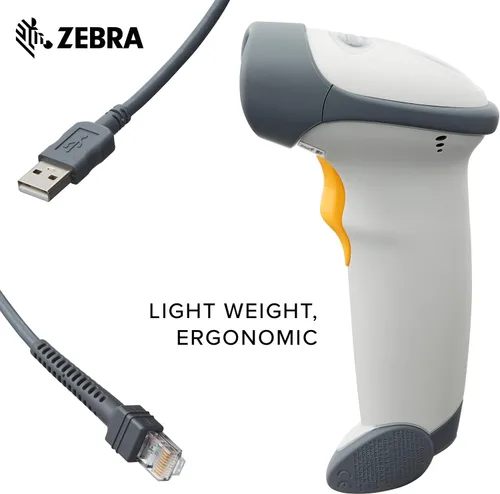 Vista 5 de Zebra LS2208-SR20001R-NA - Kit de escáner láser de rango estándar con cable y soporte de cuello de cisne - Caja registradora blanca