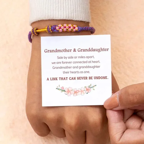 Vista 12 de Pulsera de nudo de cereza con texto en inglés «To My Granddaughter A Link That Can Never Be Undone», pulsera para nieta de la abuela, ajustable