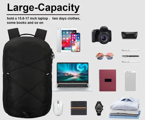 Vista 7 de KEOFID Mochila de viaje para hombres y mujeres, mochila para computadora portátil, mochila resistente al agua, mochila para la universidad, mochila