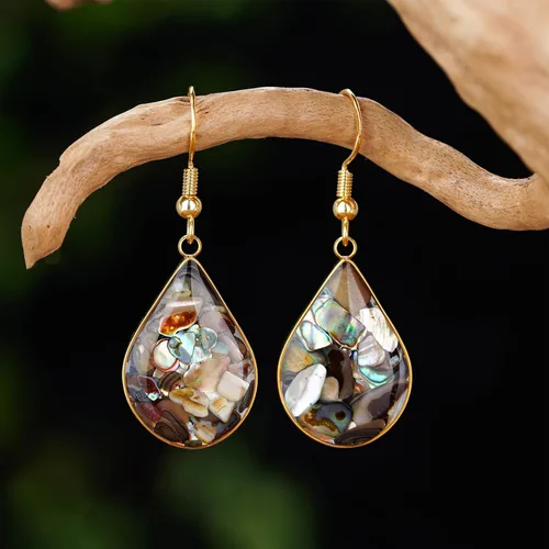 Vista 4 de Aretes de piedra natural para mujer, con piedras curativas, hipoalergénicas, ligeros, colgantes de múltiples estilos, joyería para regalo de fiesta