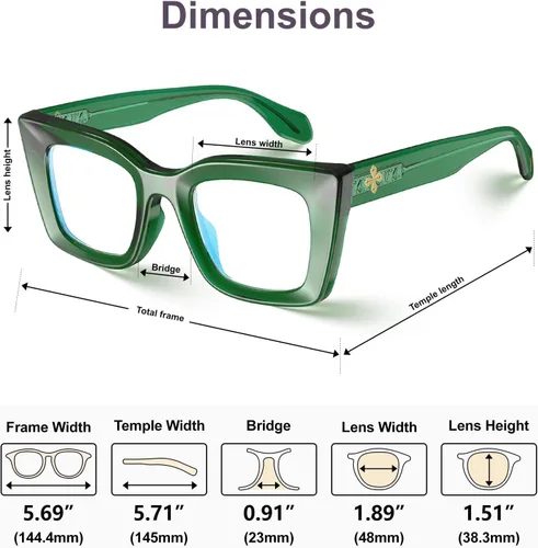 Vista 6 de VISOONE Cat Eye Blue Light Blocking Glasses TR90 Anti-glare Women Calida