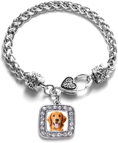 Vista 88 de Pulsera de dijes cuadrados de plata con joyería de circonita cúbica